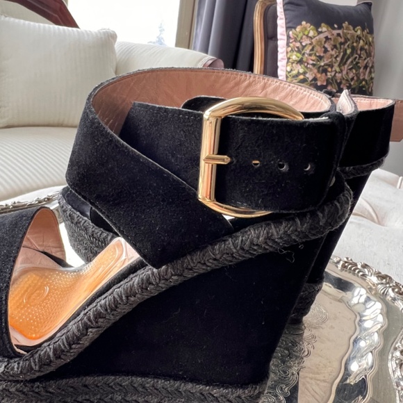 Stuart Weitzman platform black nubuck sandals 37 - Picture 6 of 7